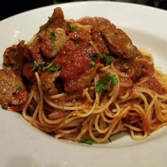 Spaghetti & Italian Sausage.